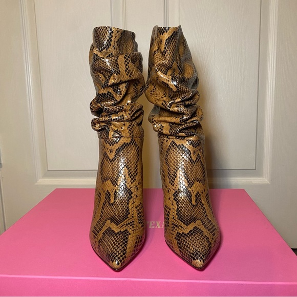 Paris Texas Python Printed Leather Slouchy Pointed Toe Boot - Picture 8 of 12